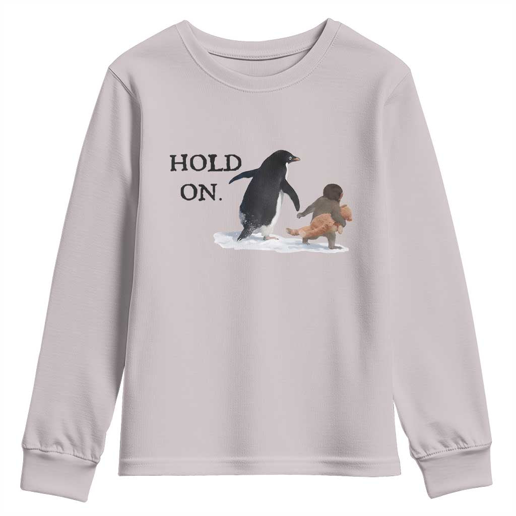 Baby Monkey Punch Viral Trend Youth Sweatshirt Hold On TS14 Ice Gray Print Your Wear