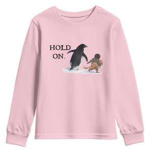 Baby Monkey Punch Viral Trend Youth Sweatshirt Hold On TS14 Light Pink Print Your Wear