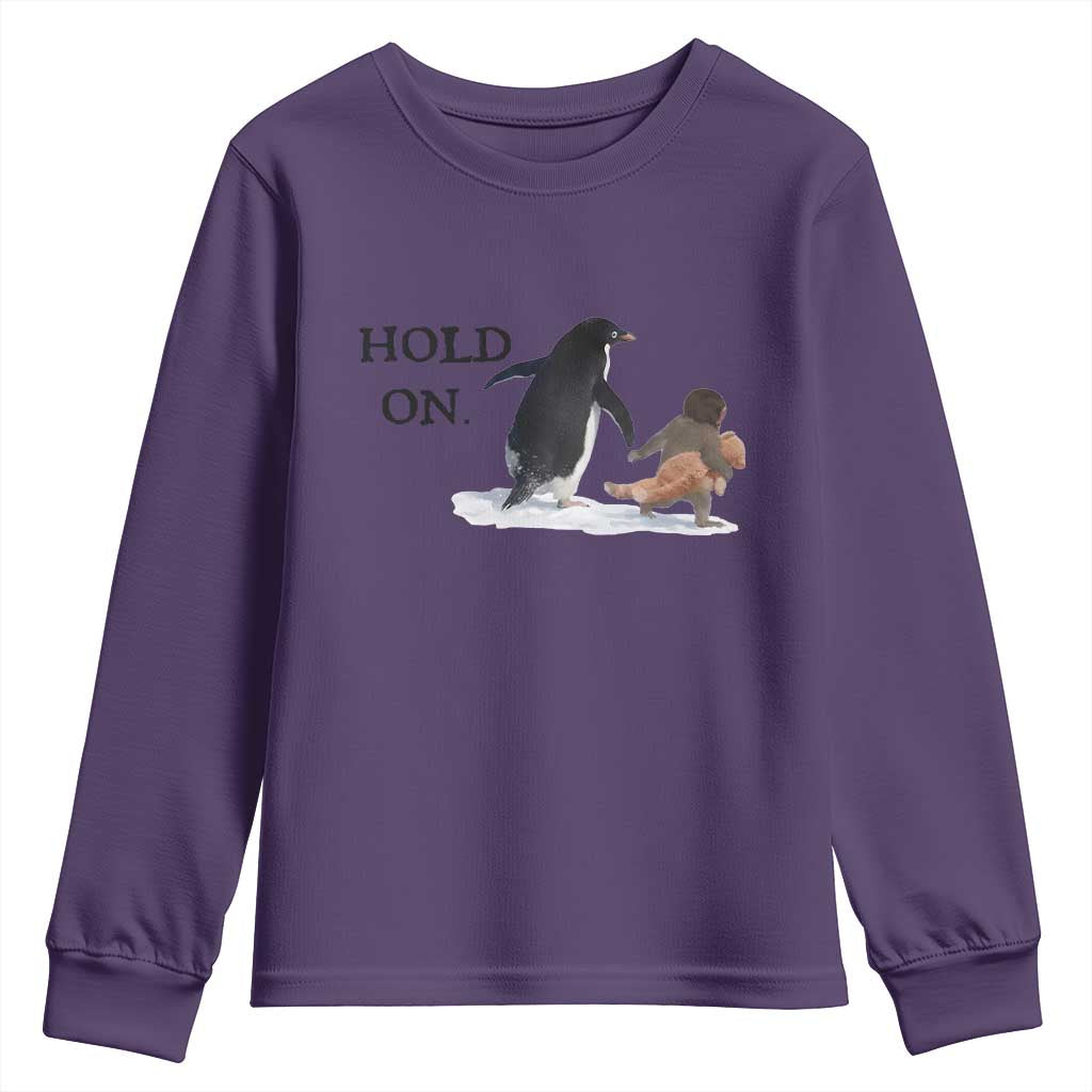 Baby Monkey Punch Viral Trend Youth Sweatshirt Hold On TS14 Purple Print Your Wear