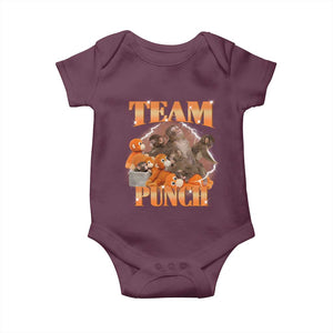 Viral Punch Monkey Baby Onesie Cute Baby Monkey With Plush Toy Meme TS14 Maroon Print Your Wear