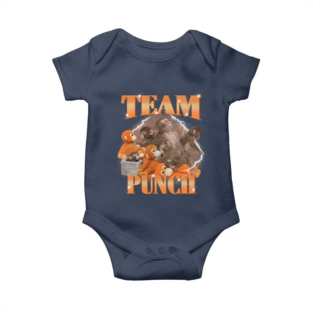 Viral Punch Monkey Baby Onesie Cute Baby Monkey With Plush Toy Meme TS14 Navy Print Your Wear