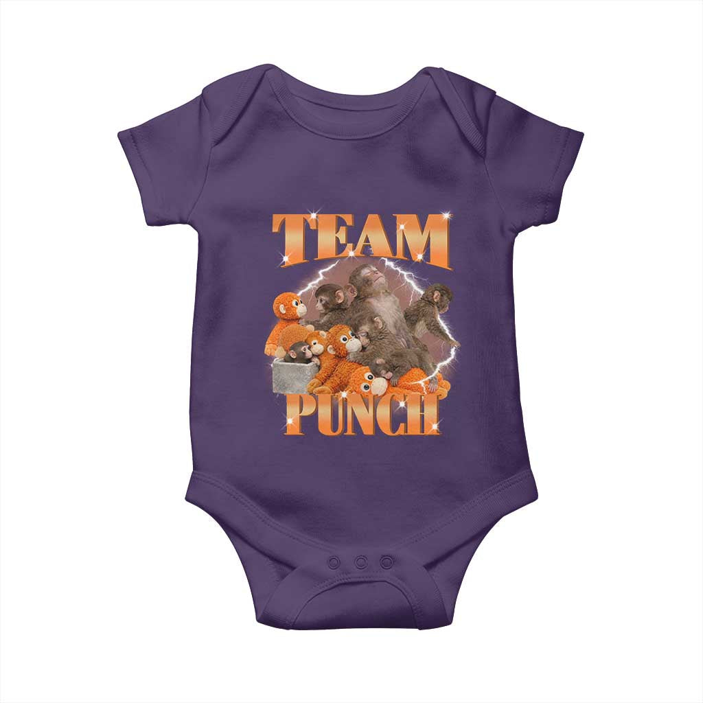 Viral Punch Monkey Baby Onesie Cute Baby Monkey With Plush Toy Meme TS14 Purple Print Your Wear
