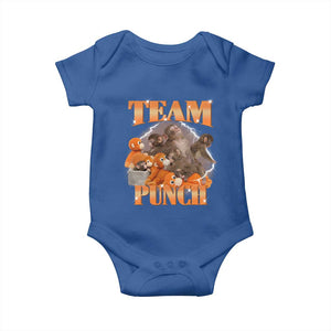 Viral Punch Monkey Baby Onesie Cute Baby Monkey With Plush Toy Meme TS14 Royal Blue Print Your Wear