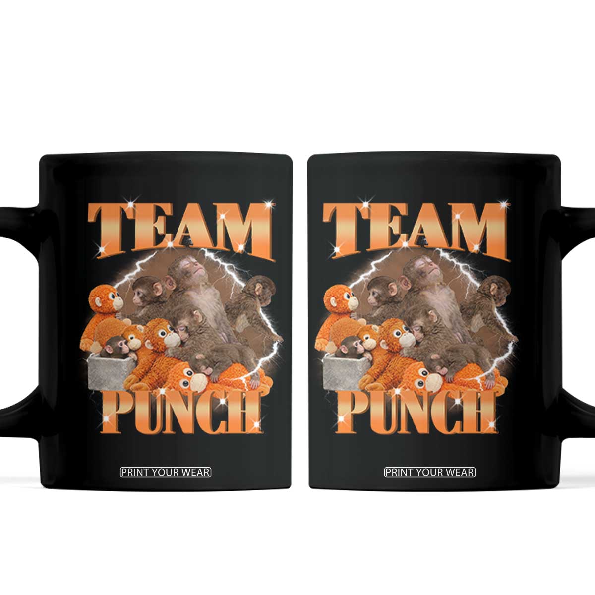 Viral Punch Monkey Coffee Mug Cute Baby Monkey With Plush Toy Meme TS14 Black Print Your Wear