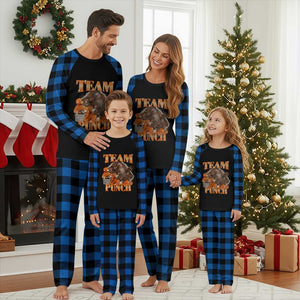 Viral Punch Monkey Plaid Pajama Set Cute Baby Monkey With Plush Toy Meme TS14 Blue Plaid Print Your Wear