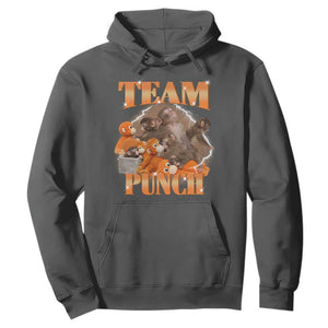 Viral Punch Monkey Hoodie Cute Baby Monkey With Plush Toy Meme TS14 Dark Heather Print Your Wear