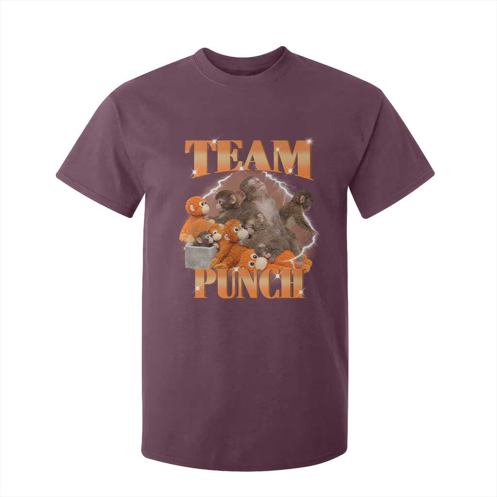 Viral Punch Monkey T Shirt For Kid Cute Baby Monkey With Plush Toy Meme TS14 Maroon Print Your Wear