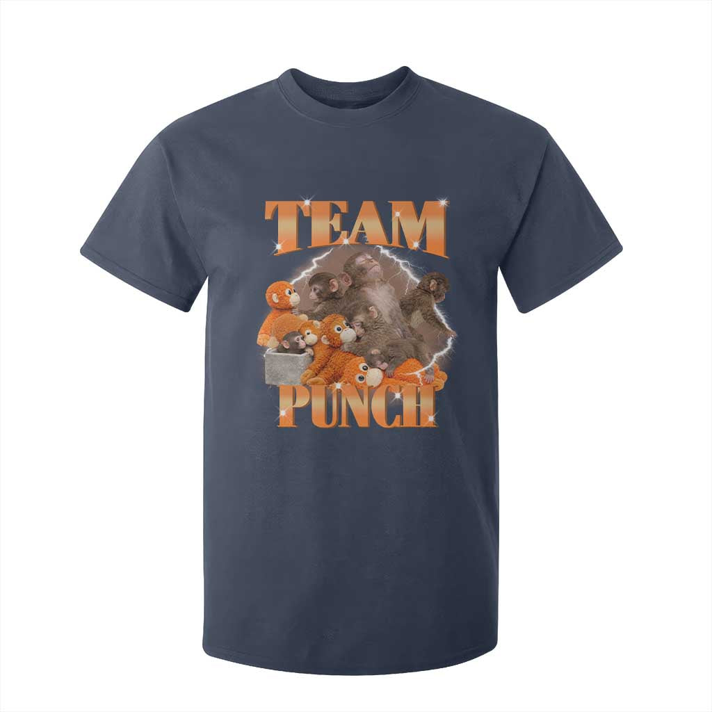 Viral Punch Monkey T Shirt For Kid Cute Baby Monkey With Plush Toy Meme TS14 Navy Print Your Wear