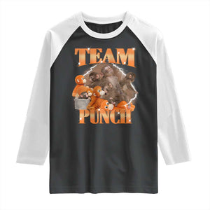 Viral Punch Monkey Raglan Shirt Cute Baby Monkey With Plush Toy Meme TS14 Black White Print Your Wear