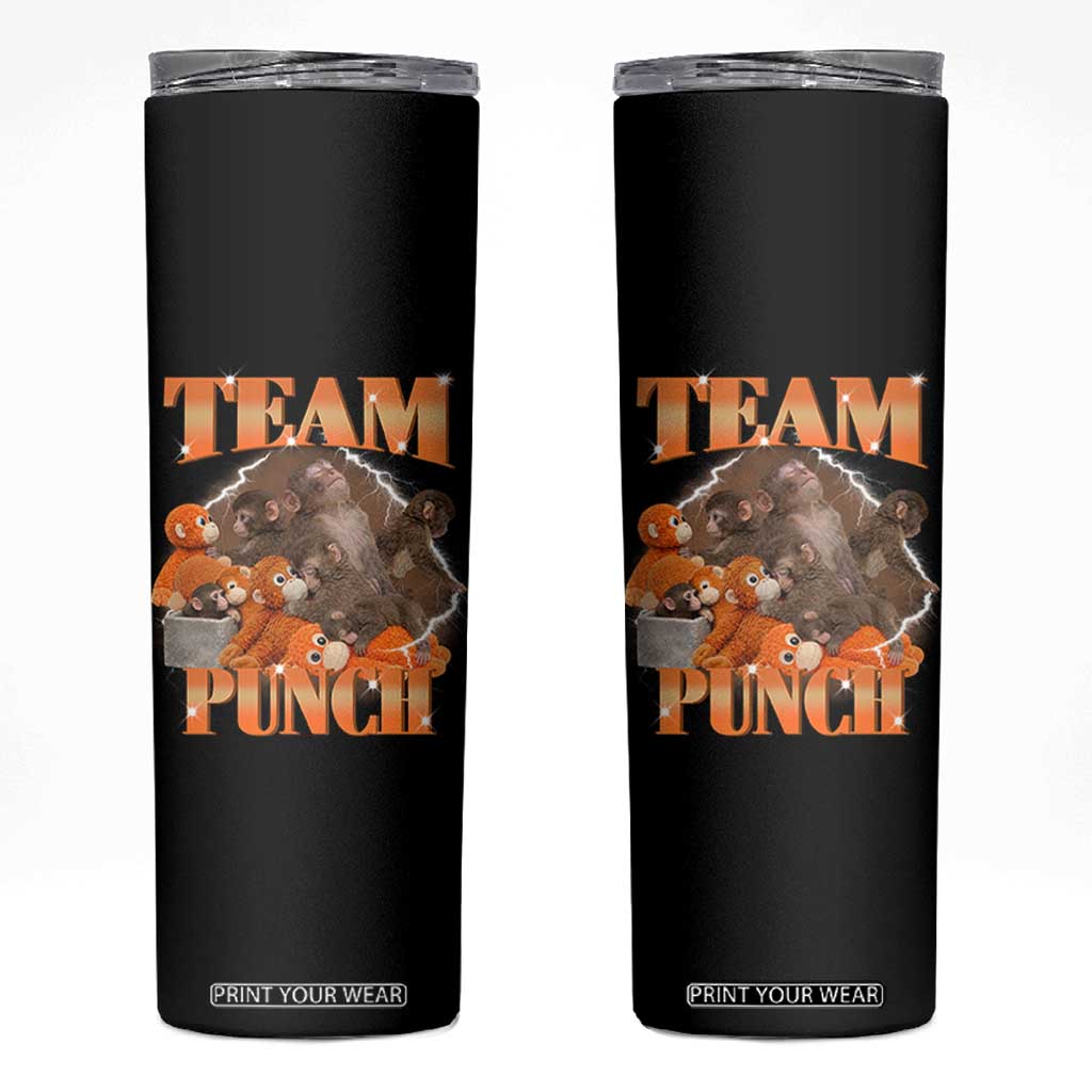 Viral Punch Monkey Skinny Tumbler Cute Baby Monkey With Plush Toy Meme TS14 Black Print Your Wear