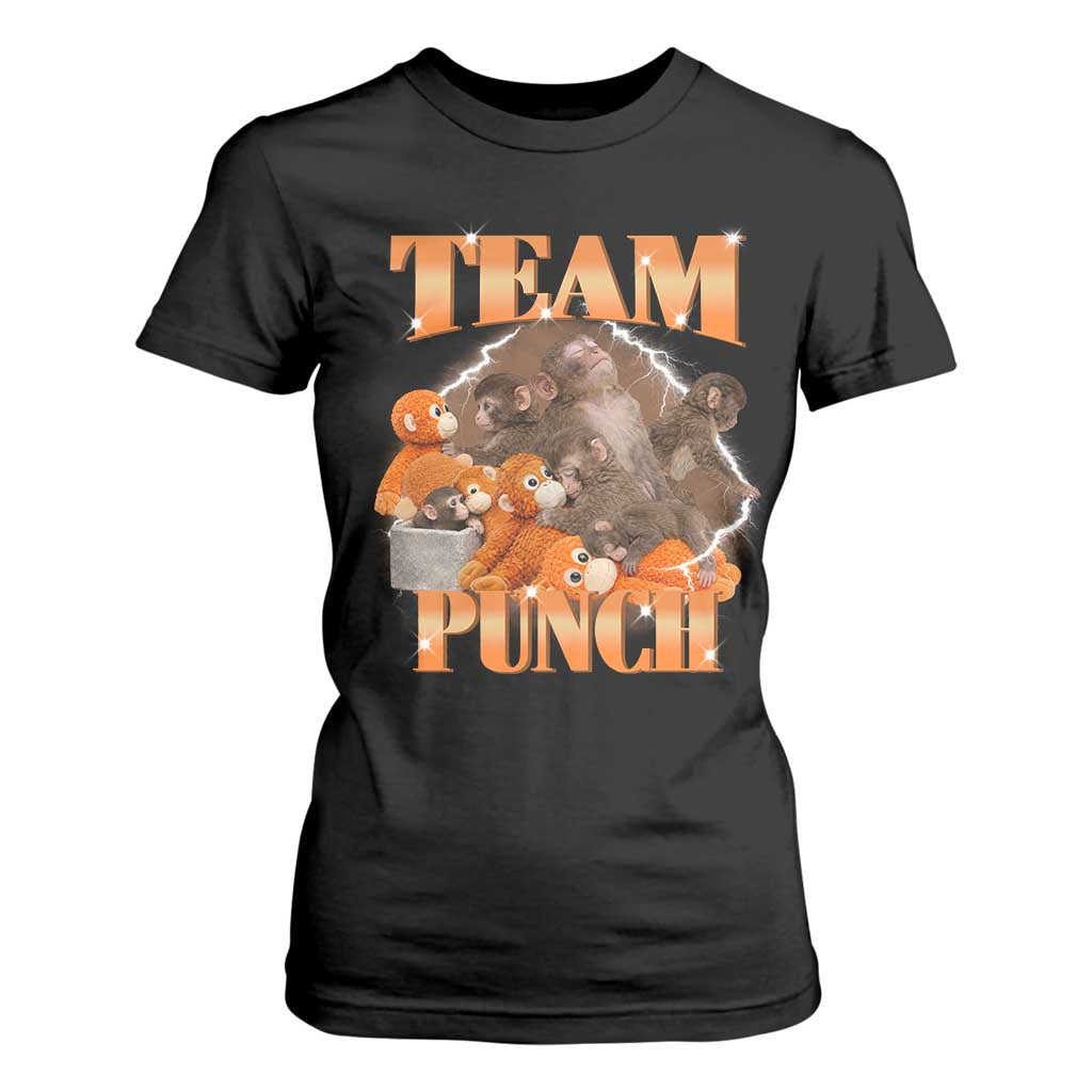 Viral Punch Monkey T Shirt For Women Cute Baby Monkey With Plush Toy Meme TS14 Black Print Your Wear