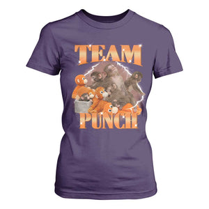Viral Punch Monkey T Shirt For Women Cute Baby Monkey With Plush Toy Meme TS14 Purple Print Your Wear
