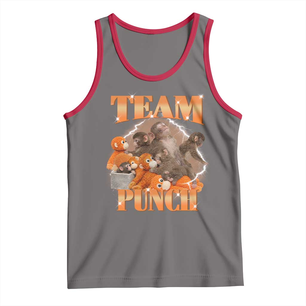 Viral Punch Monkey Tank Top Cute Baby Monkey With Plush Toy Meme TS14 Deep Heather Red Print Your Wear