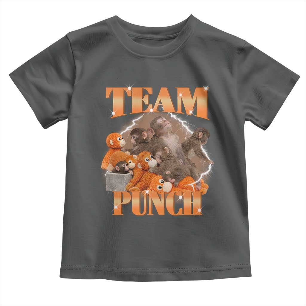 Viral Punch Monkey Toddler T Shirt Cute Baby Monkey With Plush Toy Meme TS14 Dark Heather Print Your Wear