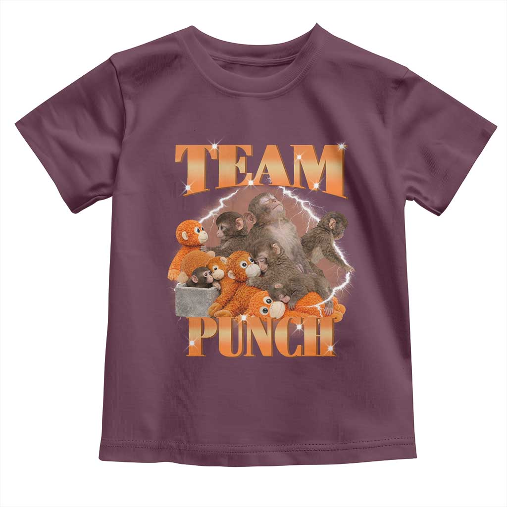 Viral Punch Monkey Toddler T Shirt Cute Baby Monkey With Plush Toy Meme TS14 Maroon Print Your Wear