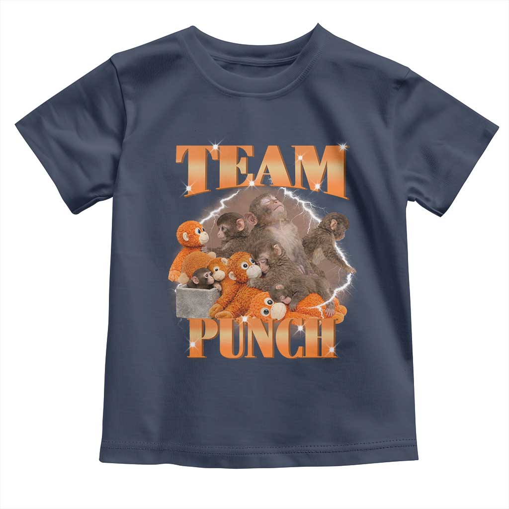 Viral Punch Monkey Toddler T Shirt Cute Baby Monkey With Plush Toy Meme TS14 Navy Print Your Wear