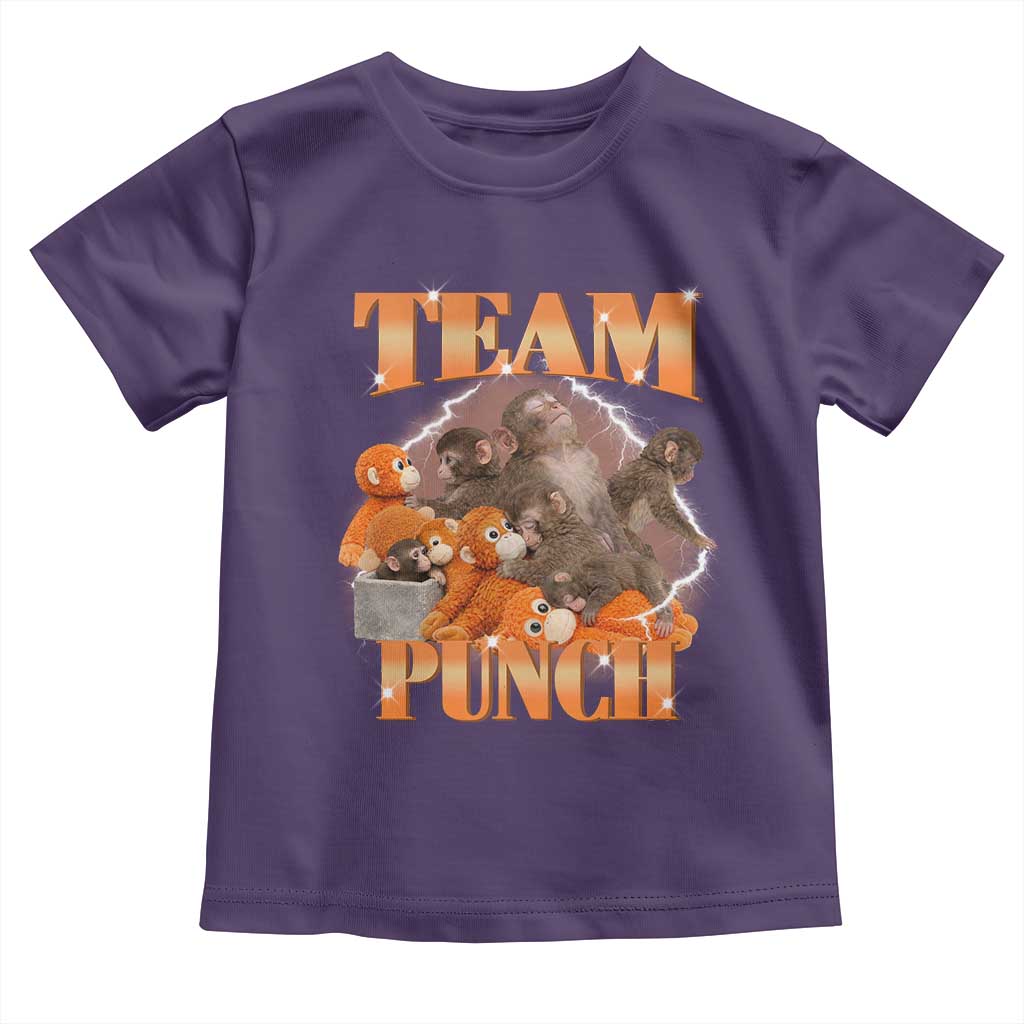 Viral Punch Monkey Toddler T Shirt Cute Baby Monkey With Plush Toy Meme TS14 Purple Print Your Wear