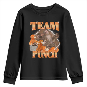 Viral Punch Monkey Youth Sweatshirt Cute Baby Monkey With Plush Toy Meme TS14 Black Print Your Wear