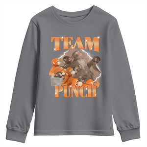 Viral Punch Monkey Youth Sweatshirt Cute Baby Monkey With Plush Toy Meme TS14 Charcoal Print Your Wear