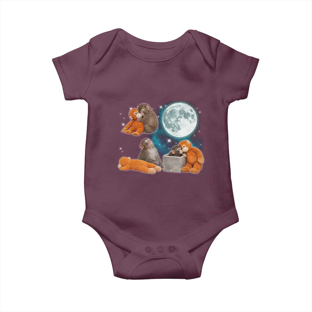 Baby Monkey Punch Baby Onesie Team Punch Monkey Viral Trend TS14 Maroon Print Your Wear