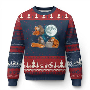 Baby Monkey Punch Ugly Christmas Sweater Team Punch Monkey Viral Trend TS14 Navy Red Print Your Wear
