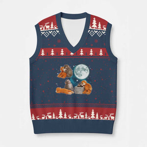 Baby Monkey Punch V-Neck Knit Sweater Vest Team Punch Monkey Viral Trend TS14 Navy Red Print Your Wear