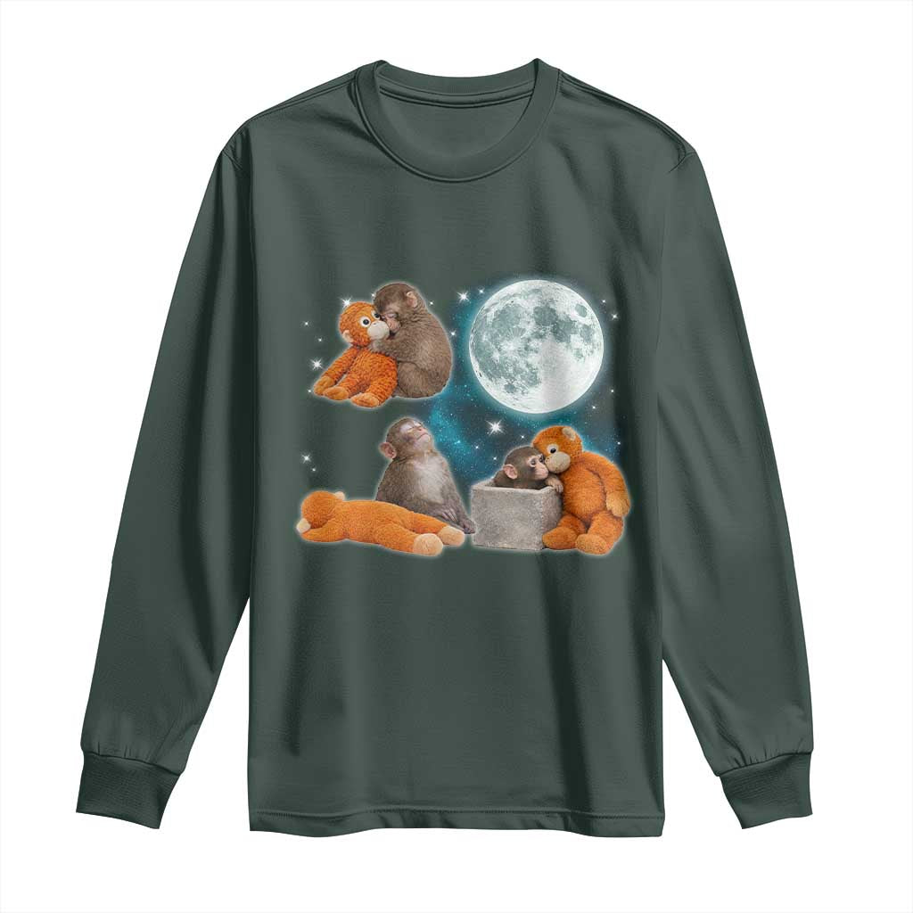 Baby Monkey Punch Long Sleeve Shirt Team Punch Monkey Viral Trend TS14 Dark Forest Green Print Your Wear