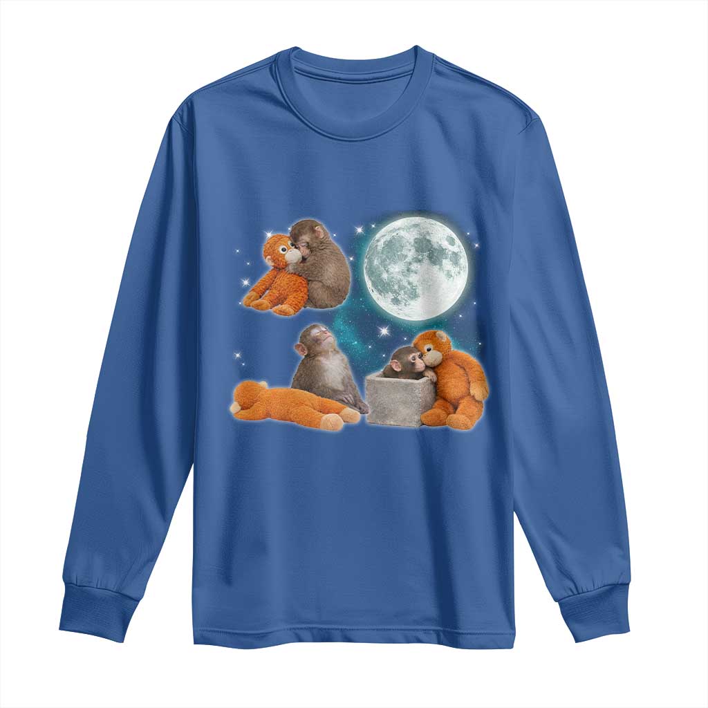 Baby Monkey Punch Long Sleeve Shirt Team Punch Monkey Viral Trend TS14 Royal Blue Print Your Wear