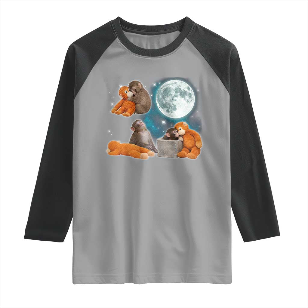 Baby Monkey Punch Raglan Shirt Team Punch Monkey Viral Trend TS14 Sport Gray Black Print Your Wear