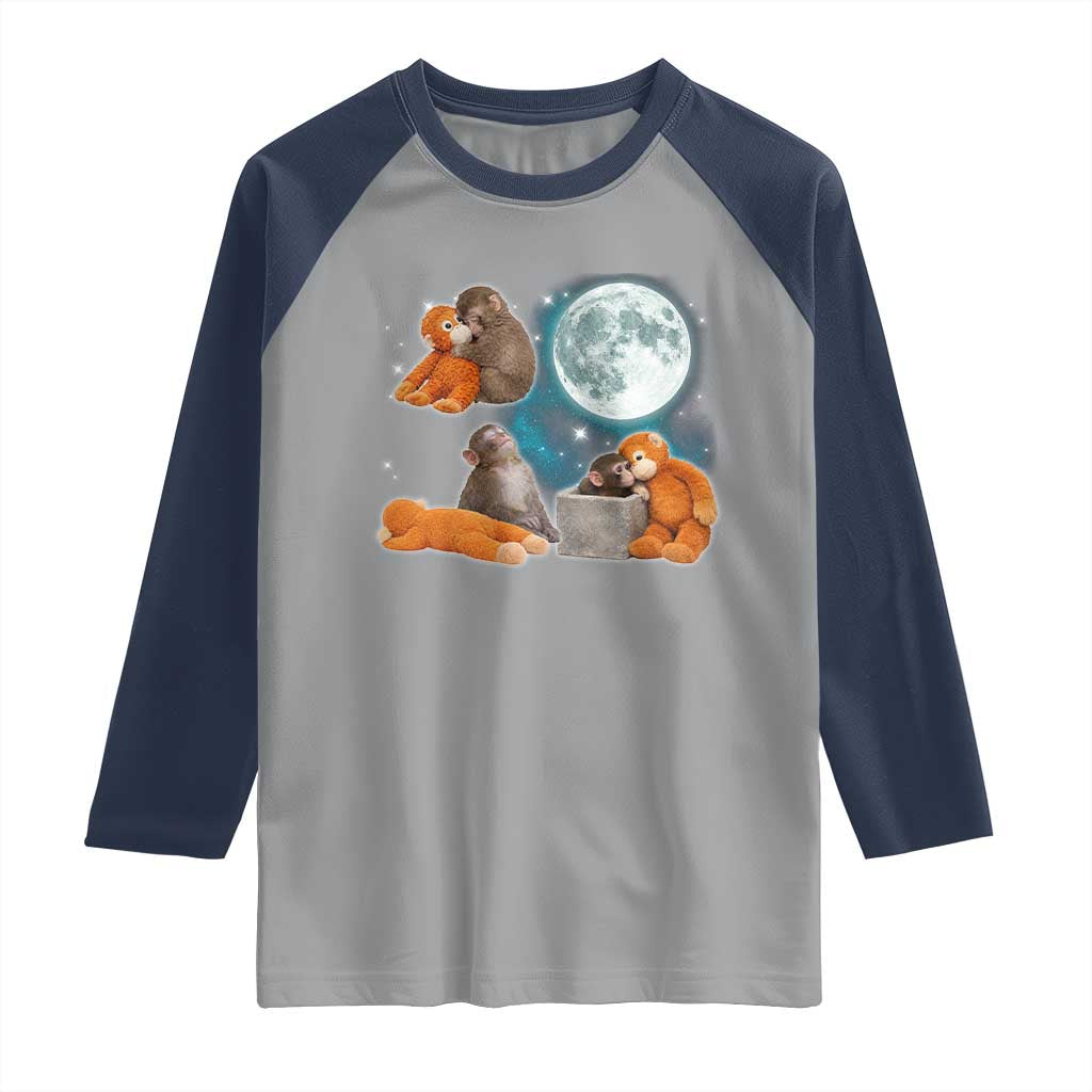 Baby Monkey Punch Raglan Shirt Team Punch Monkey Viral Trend TS14 Sport Gray Navy Print Your Wear