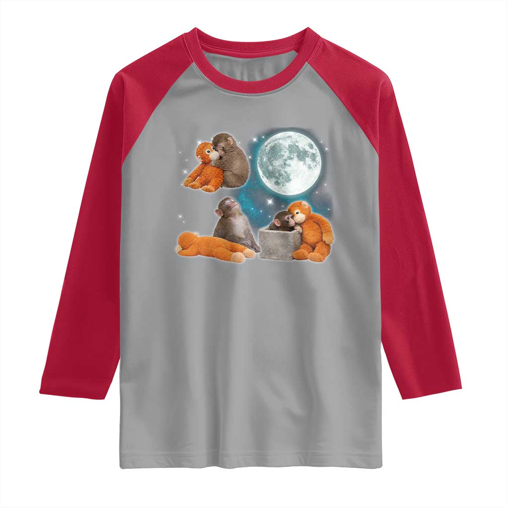 Baby Monkey Punch Raglan Shirt Team Punch Monkey Viral Trend TS14 Sport Gray Red Print Your Wear