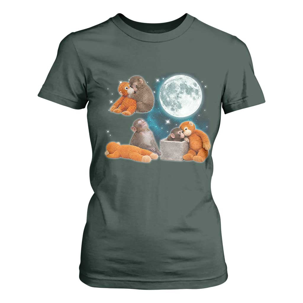 Baby Monkey Punch T Shirt For Women Team Punch Monkey Viral Trend TS14 Dark Forest Green Print Your Wear