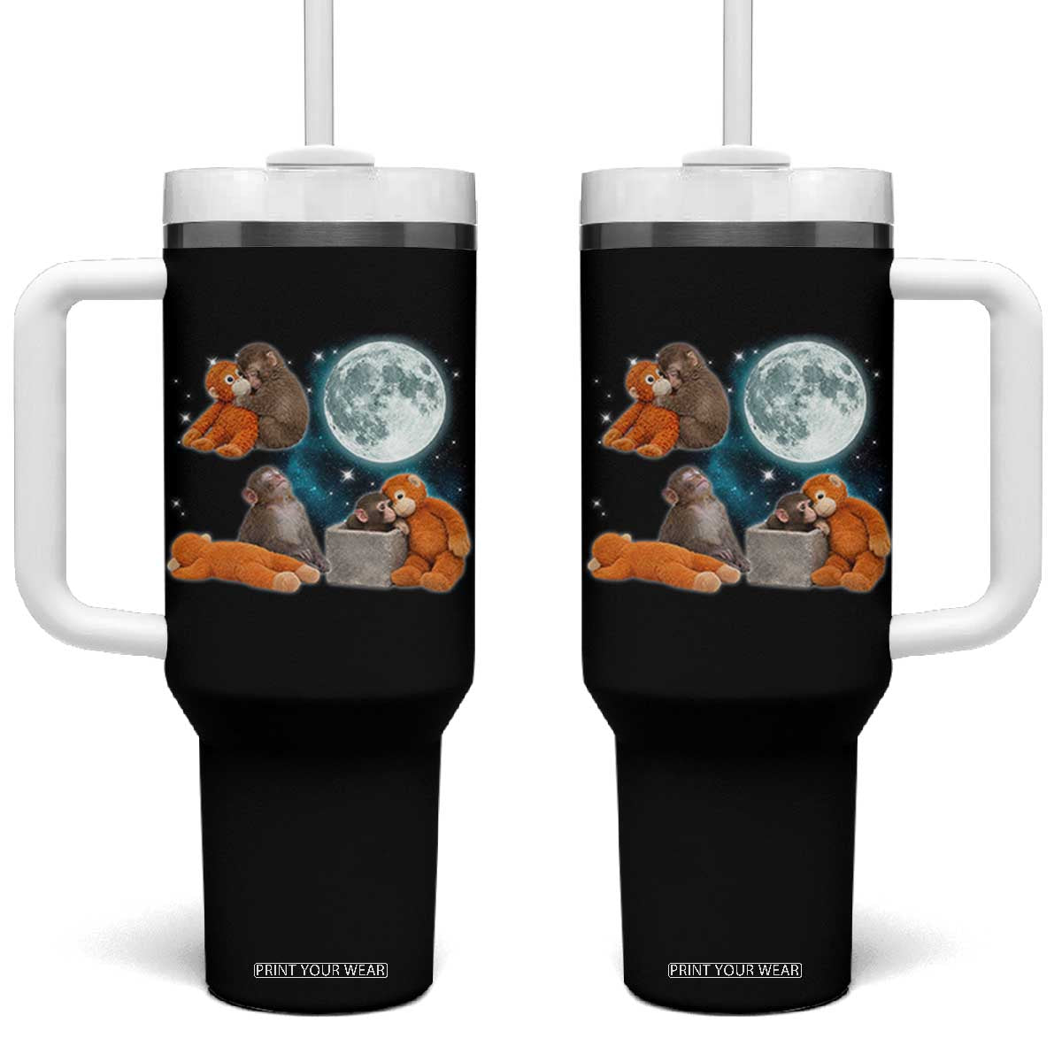 Baby Monkey Punch Tumbler With Handle Team Punch Monkey Viral Trend TS14 One Size: 40 oz Black Print Your Wear