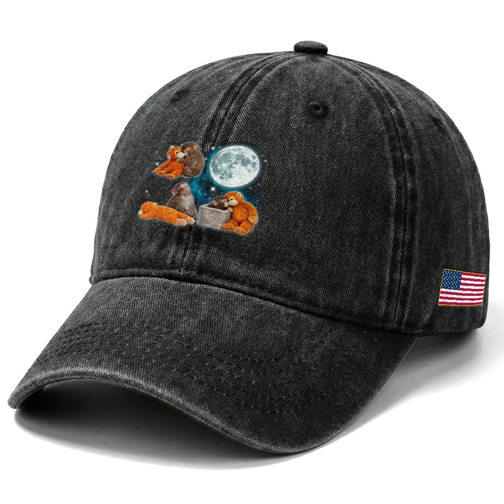 Baby Monkey Punch Washed Cotton Baseball Cap Team Punch Monkey Viral Trend TS14 Print Your Wear