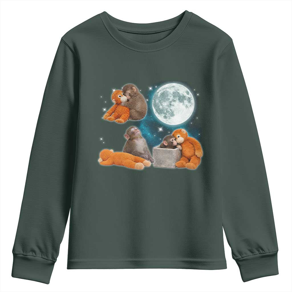 Baby Monkey Punch Youth Sweatshirt Team Punch Monkey Viral Trend TS14 Dark Forest Green Print Your Wear