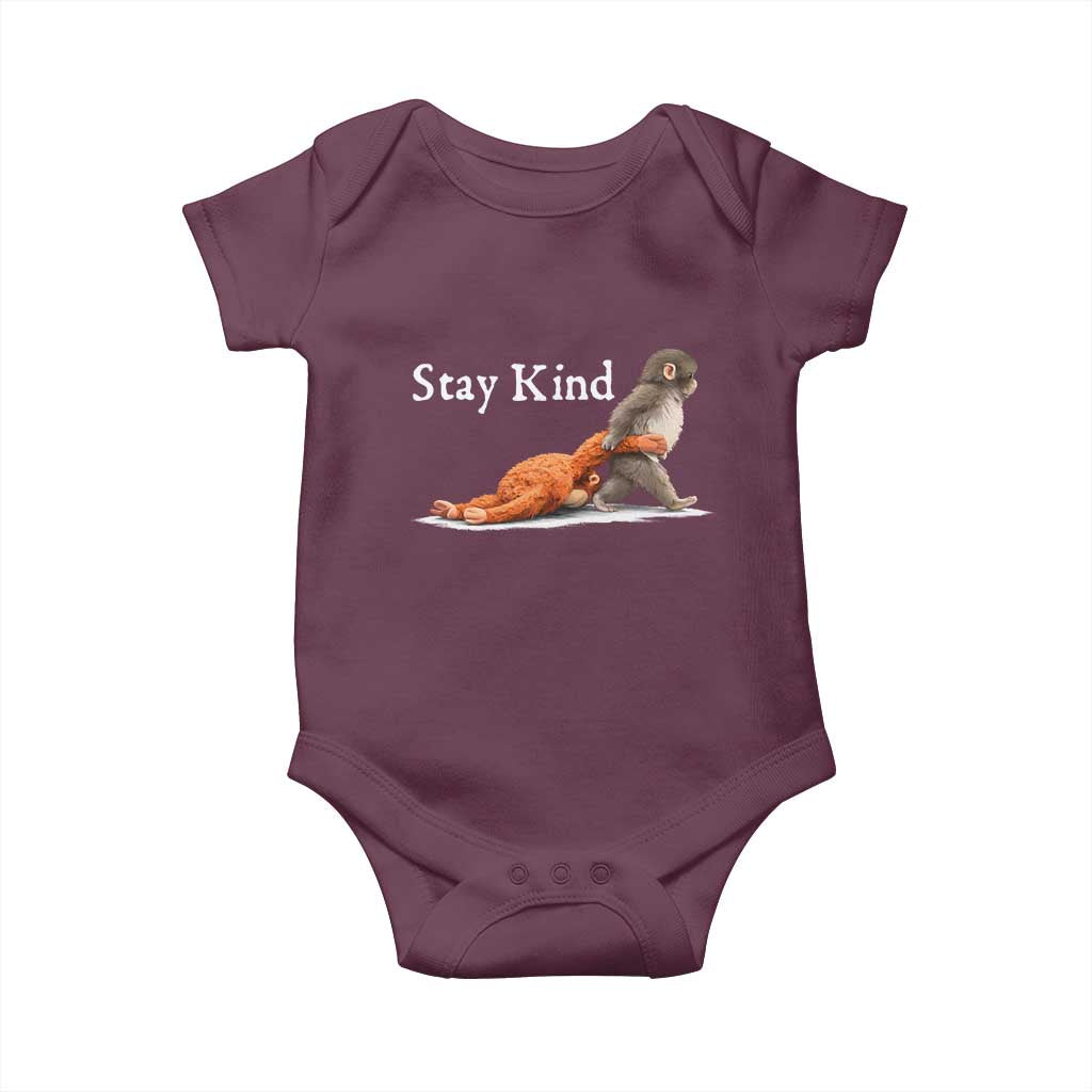 Punch Monkey Viral Trend Baby Onesie Stay Kind TS14 Maroon Print Your Wear