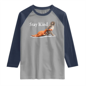 Punch Monkey Viral Trend Raglan Shirt Stay Kind TS14 Sport Gray Navy Print Your Wear