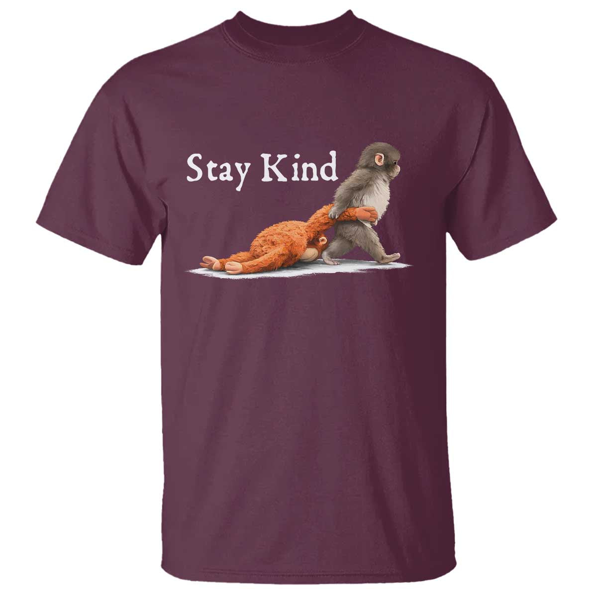 Punch Monkey Viral Trend T Shirt Stay Kind TS14 Maroon Print Your Wear