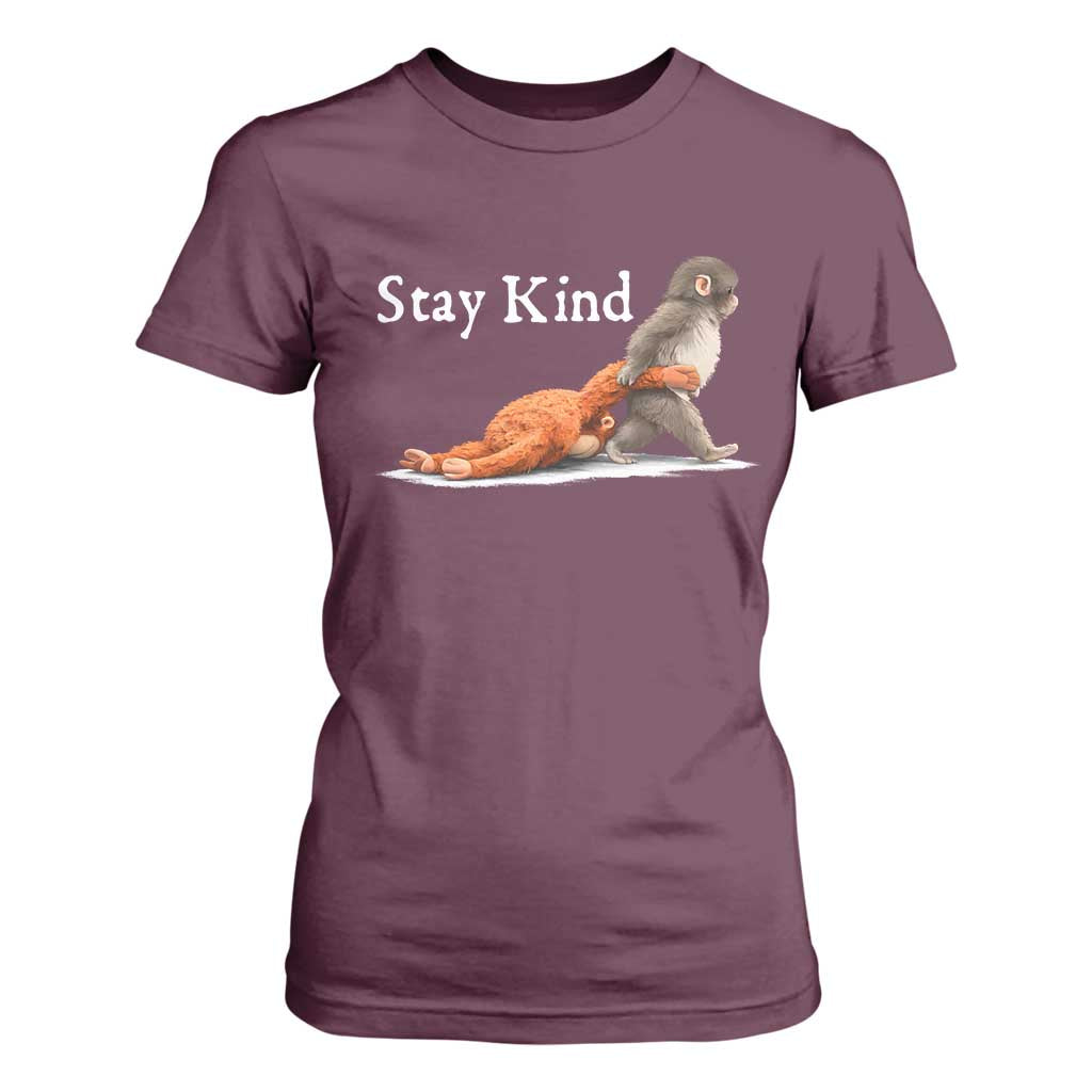 Punch Monkey Viral Trend T Shirt For Women Stay Kind TS14 Maroon Print Your Wear