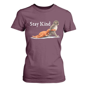 Punch Monkey Viral Trend T Shirt For Women Stay Kind TS14 Maroon Print Your Wear