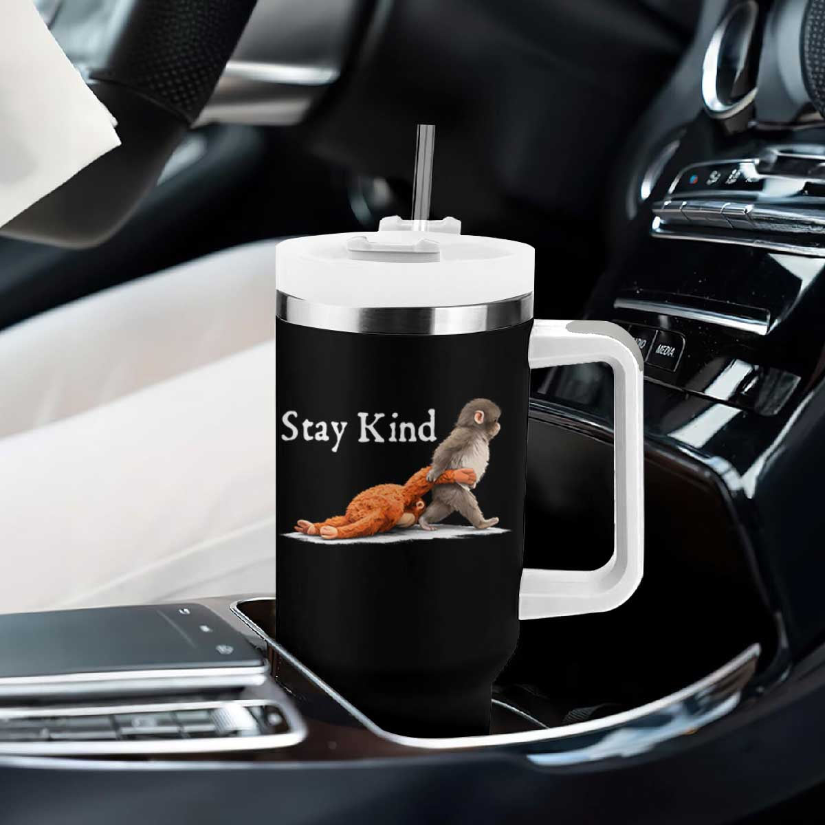Punch Monkey Viral Trend Tumbler With Handle Stay Kind TS14 Print Your Wear