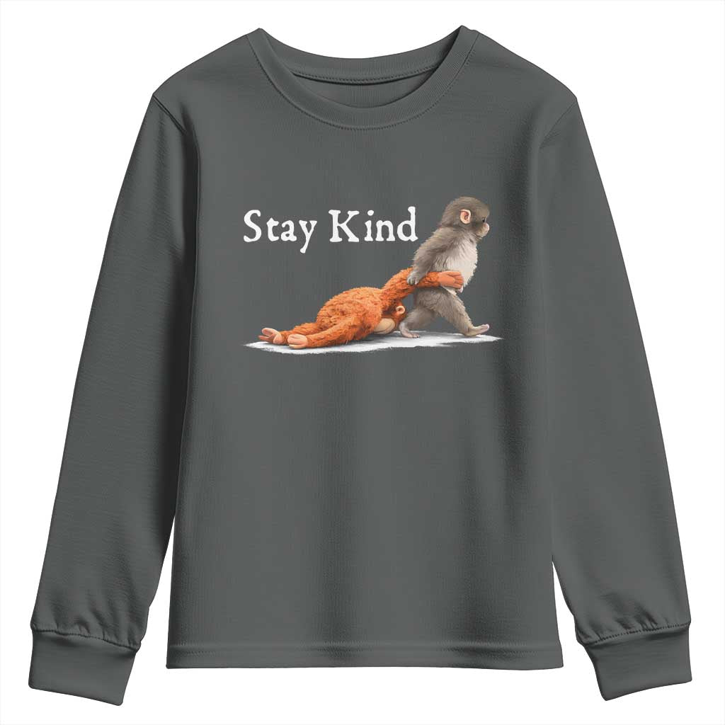 Punch Monkey Viral Trend Youth Sweatshirt Stay Kind TS14 Dark Heather Print Your Wear