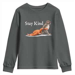 Punch Monkey Viral Trend Youth Sweatshirt Stay Kind TS14 Dark Heather Print Your Wear
