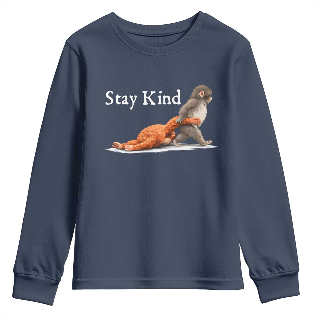 Punch Monkey Viral Trend Youth Sweatshirt Stay Kind TS14 Navy Print Your Wear