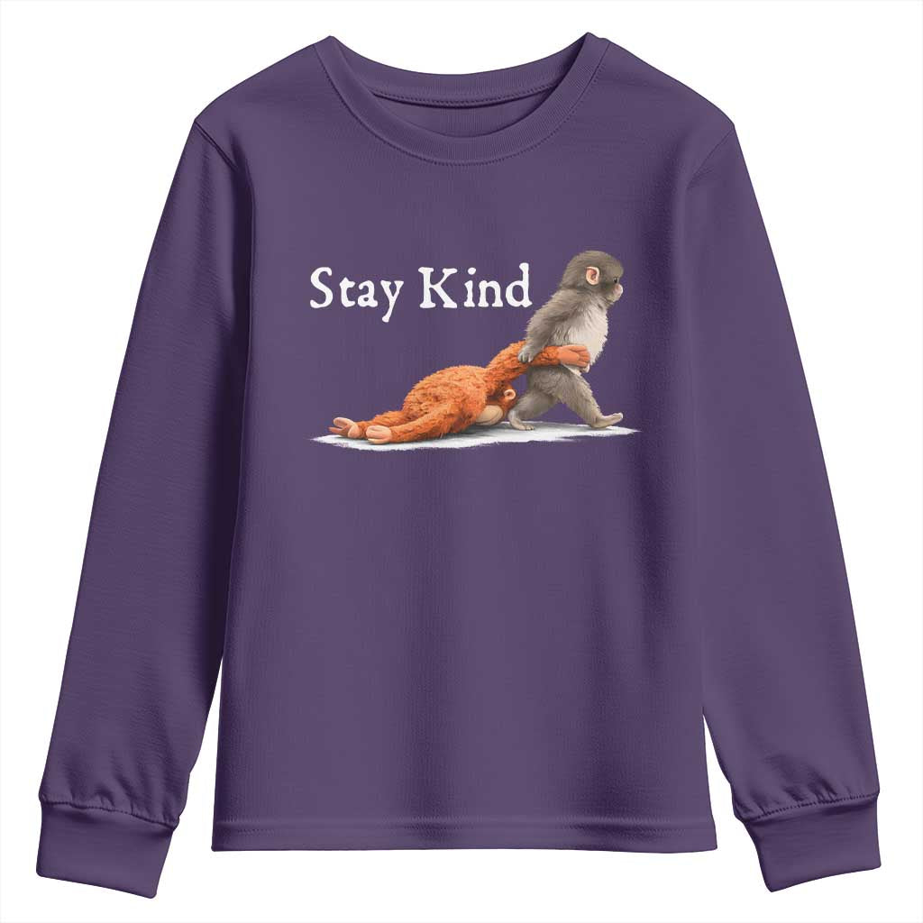 Punch Monkey Viral Trend Youth Sweatshirt Stay Kind TS14 Purple Print Your Wear