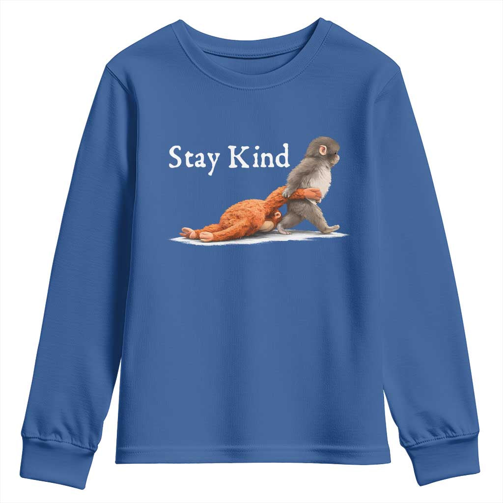 Punch Monkey Viral Trend Youth Sweatshirt Stay Kind TS14 Royal Blue Print Your Wear