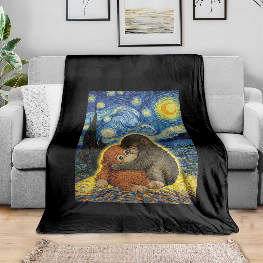 Punch Monkey Starry Night Viral Trend Throw Blanket TS14 Print Your Wear