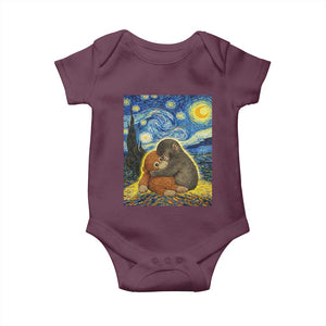 Punch Monkey Starry Night Viral Trend Baby Onesie TS14 Maroon Print Your Wear