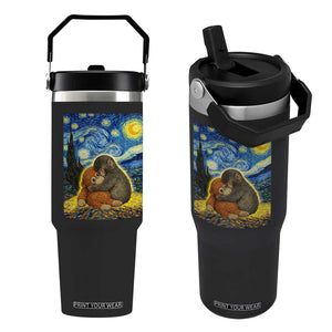 Punch Monkey Starry Night Viral Trend Flip Straw Tumbler TS14 One Size: 30 oz Black Print Your Wear