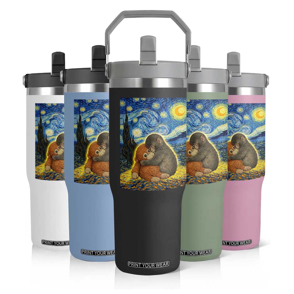 Punch Monkey Starry Night Viral Trend Flip Straw Tumbler TS14 Print Your Wear